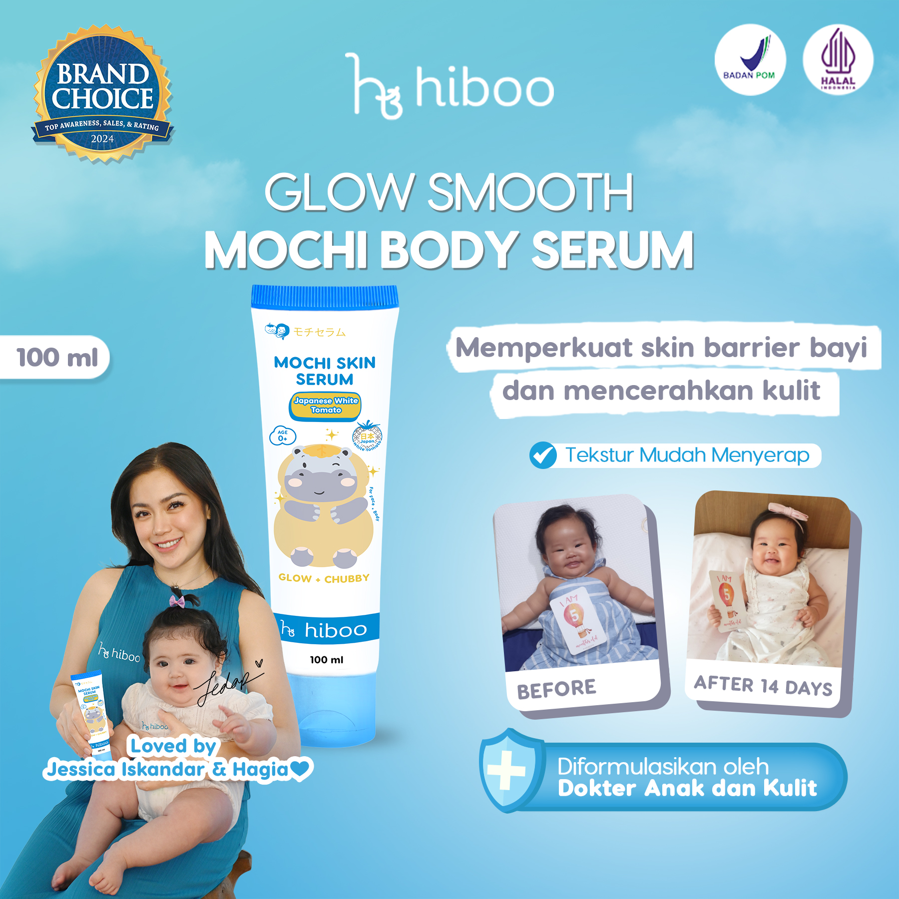 Hiboo Mochi Glow Body Serum with Japanese White Tomato - 100 ml